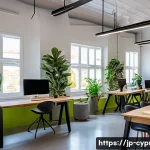 키프로스의 스타트업 기업 - A vibrant, modern coworking space in Nicosia, Cyprus, filled with diverse young entrepreneurs collab...