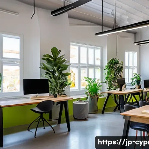 키프로스의 스타트업 기업 - A vibrant, modern coworking space in Nicosia, Cyprus, filled with diverse young entrepreneurs collab...