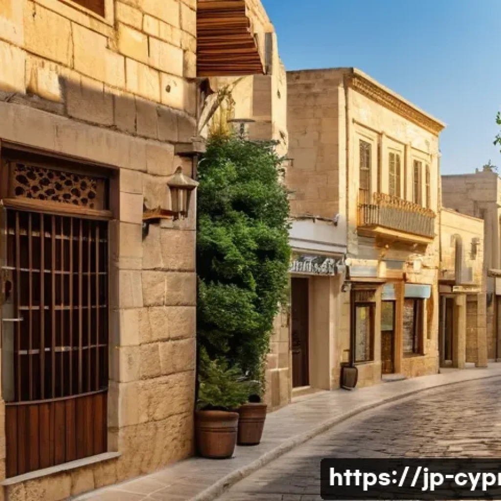 니코시아 관광지 추천 - A charming medieval old town street scene in Nicosia, Cyprus, surrounded by ancient stone city walls...
